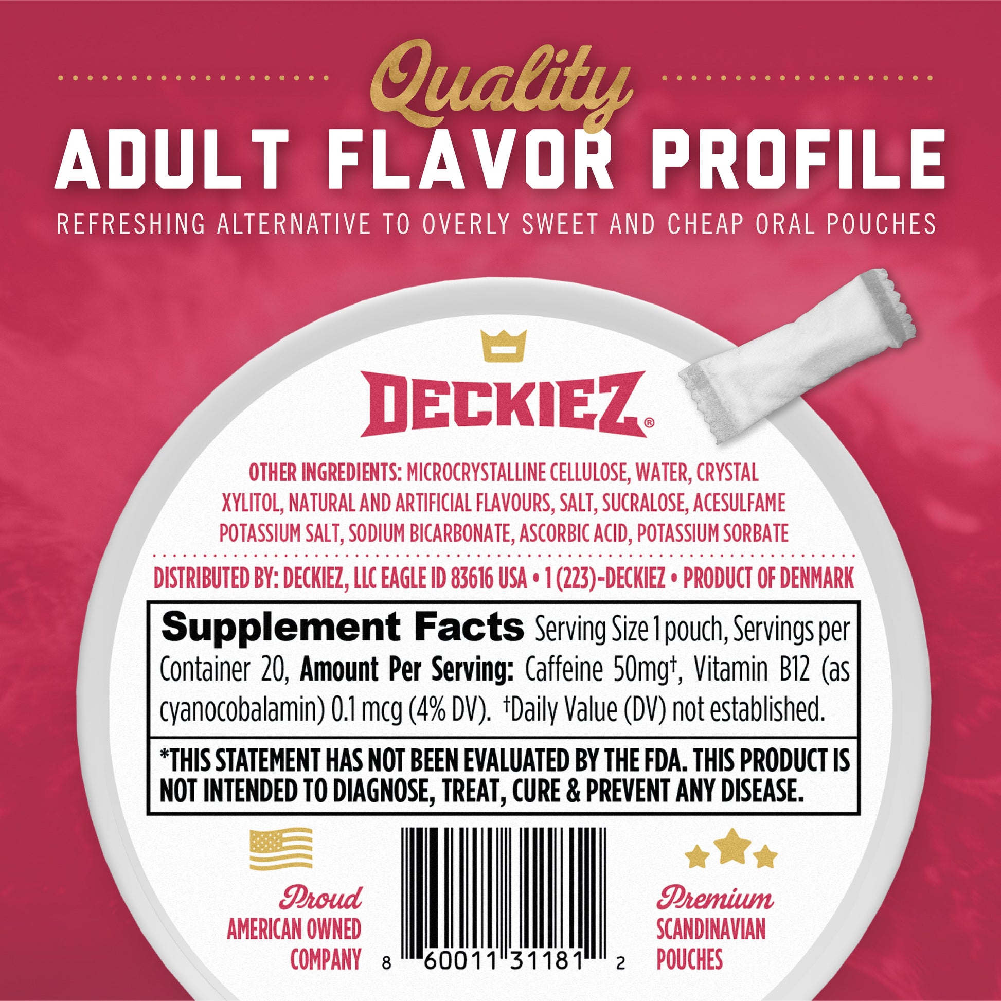 Deckiez Raspberry Flavored Caffeine Pouches - Deckiez