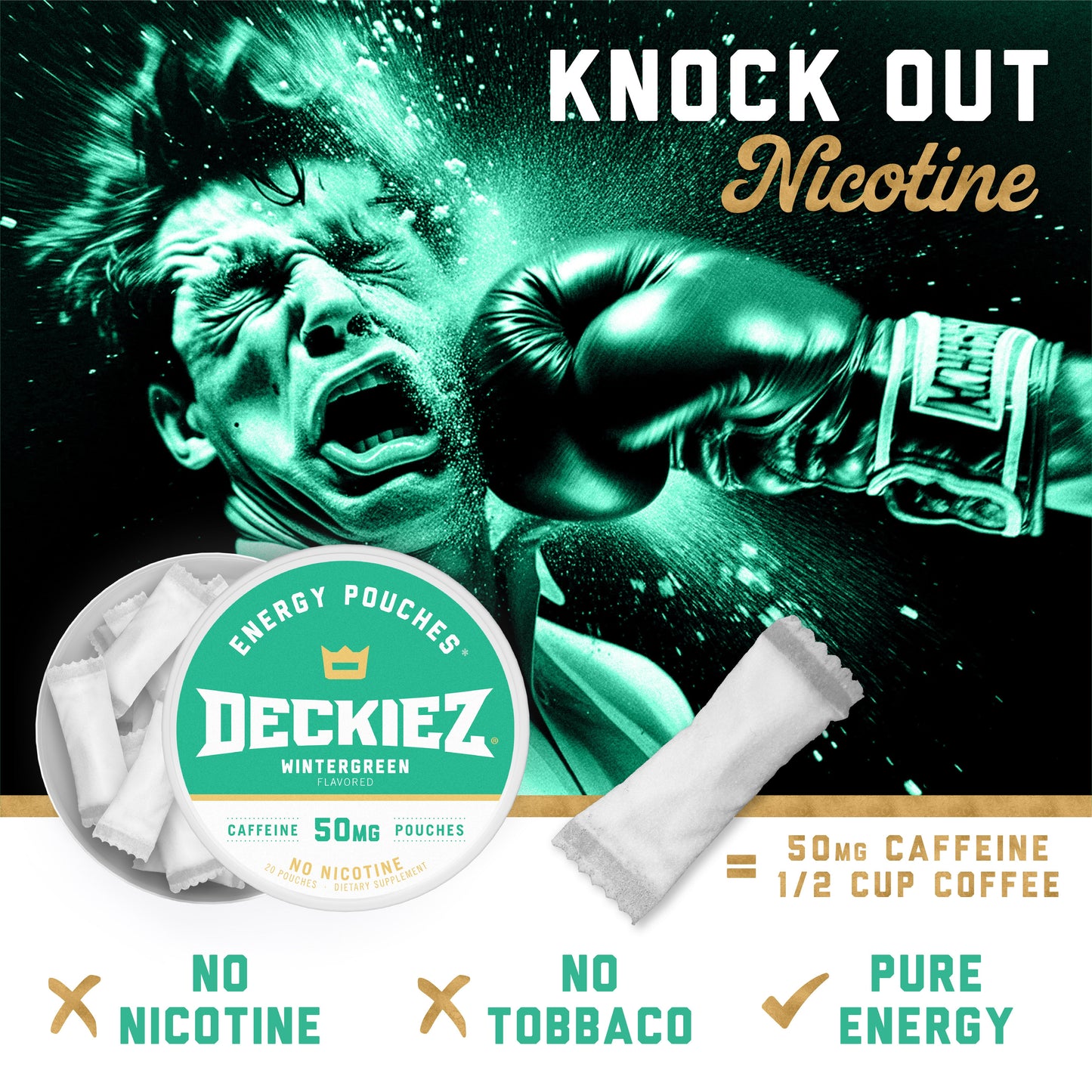 Deckiez Wintergreen Flavored Caffeine Pouches - Deckiez
