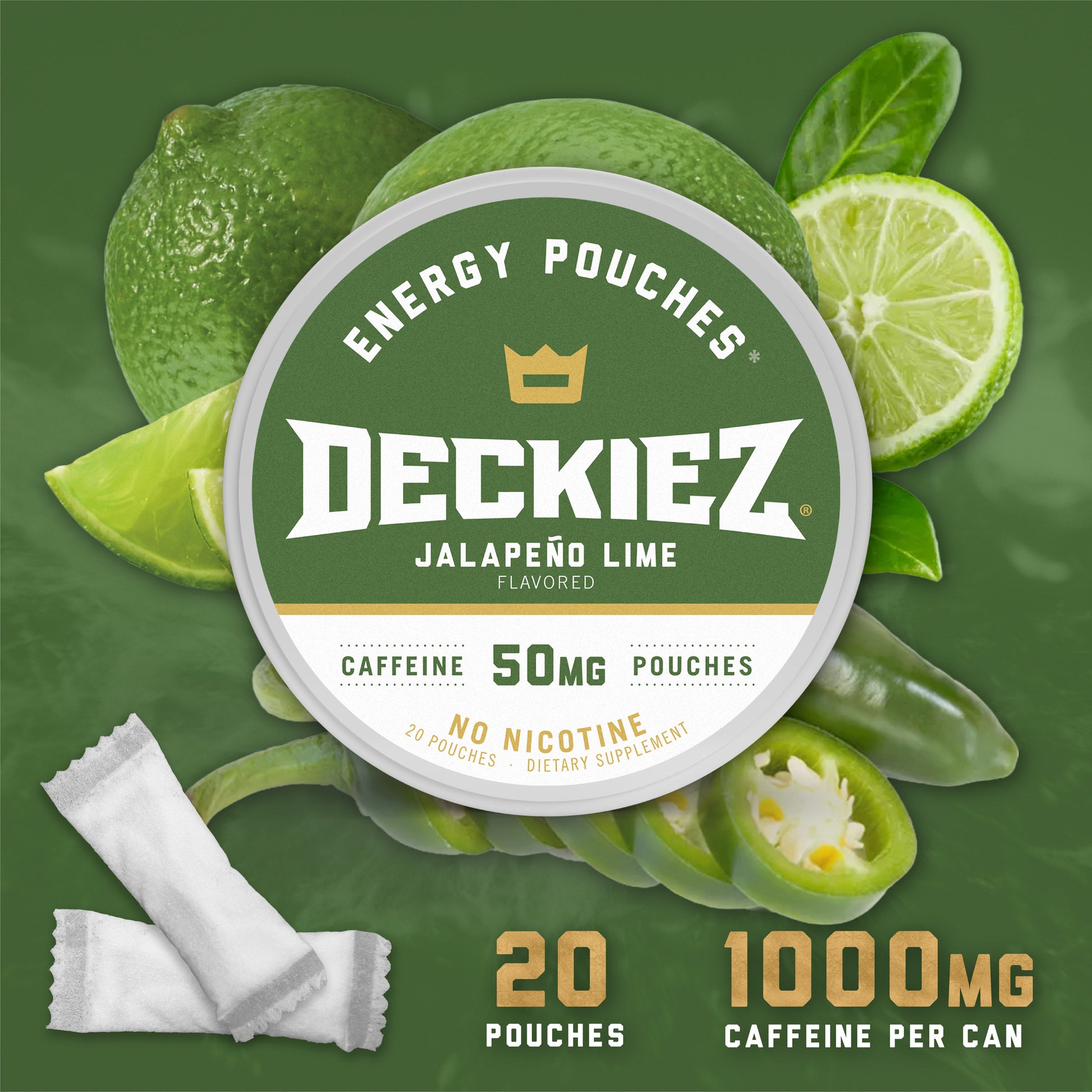 Deckiez Jalapeño Lime Flavored Caffeine Pouches - Deckiez