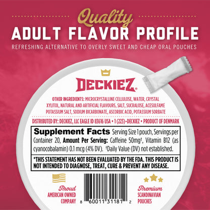 Deckiez Raspberry Flavored Caffeine Pouches - Deckiez