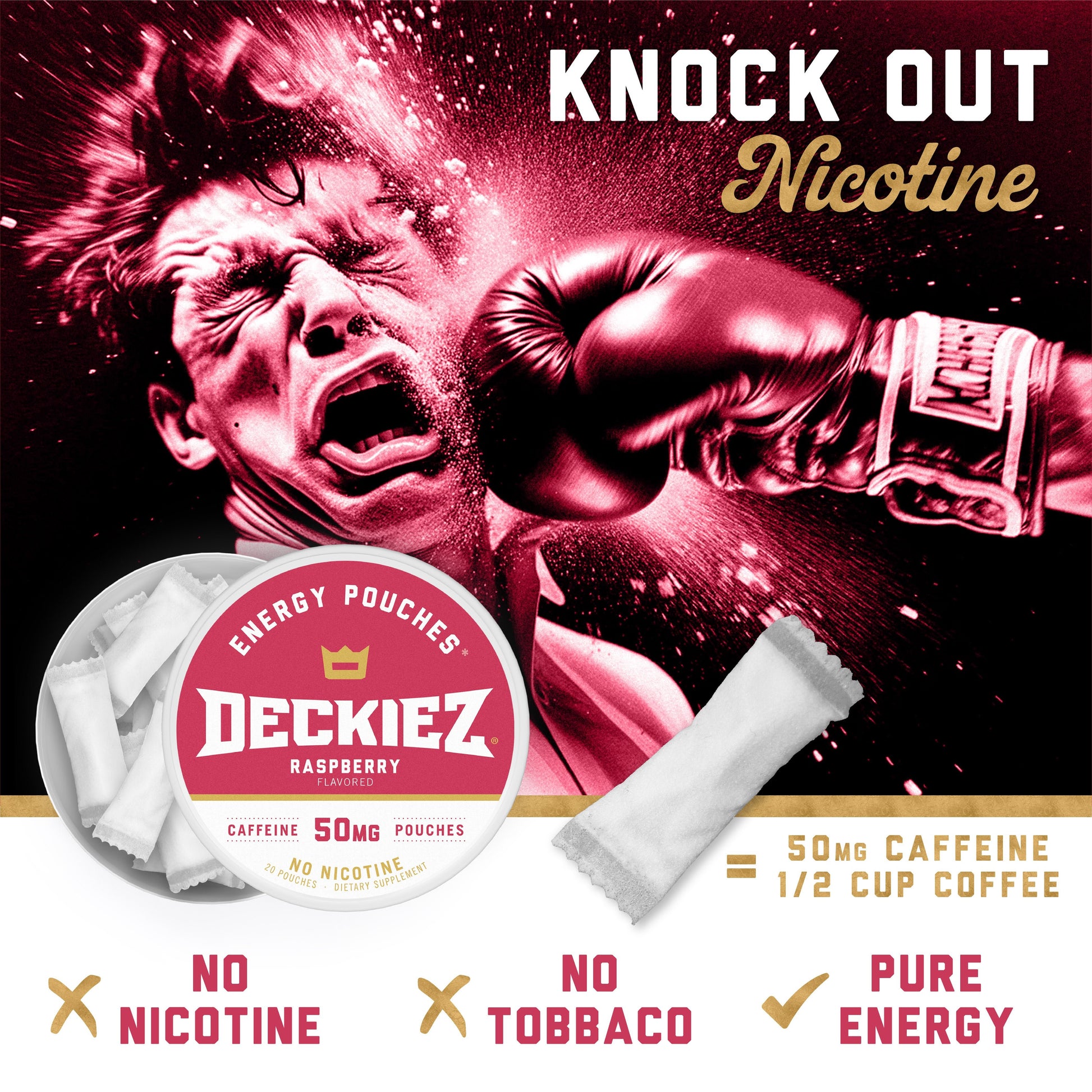 Deckiez Raspberry Flavored Caffeine Pouches - Deckiez