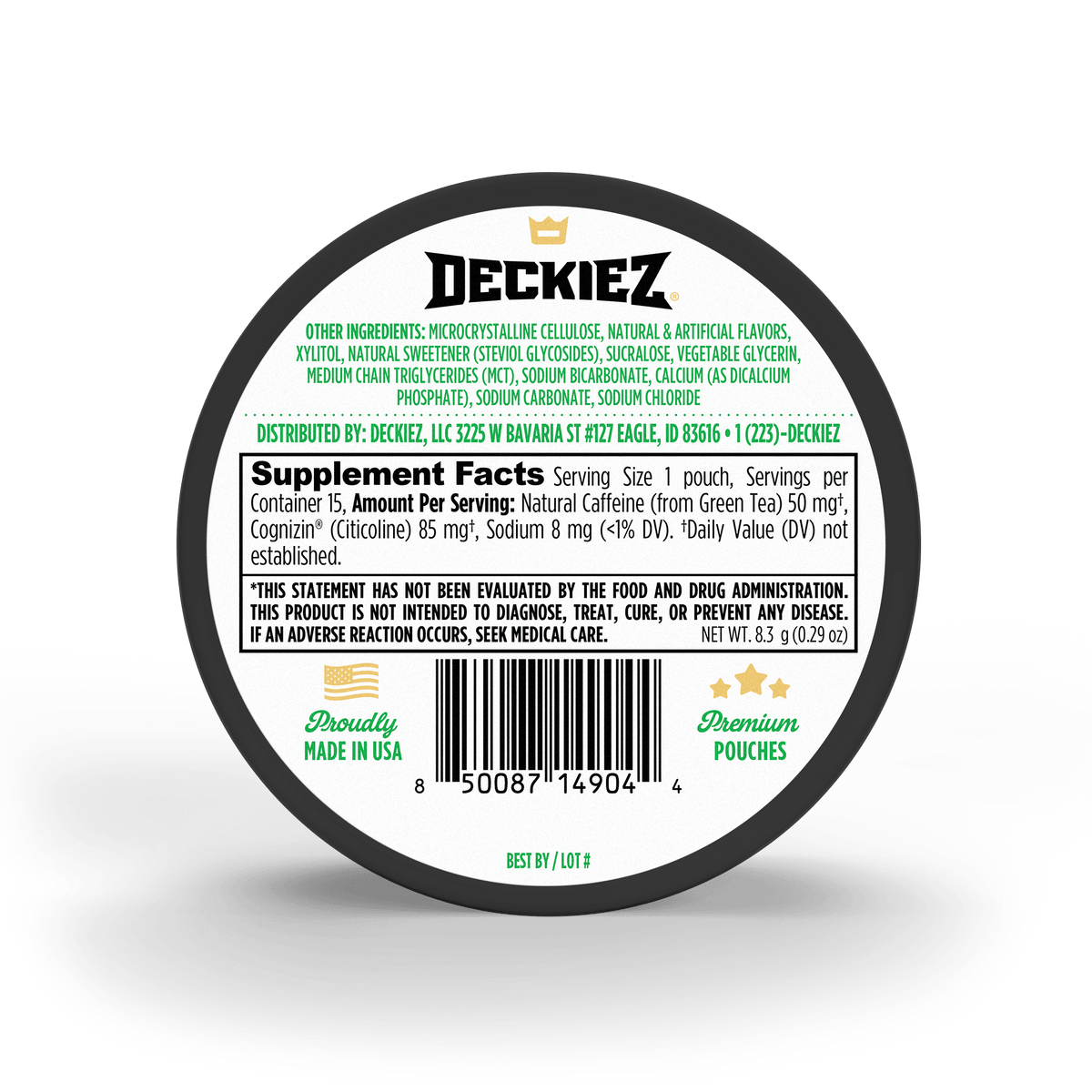 Deckiez Spearmint Flavored Caffeine Pouches - Deckiez