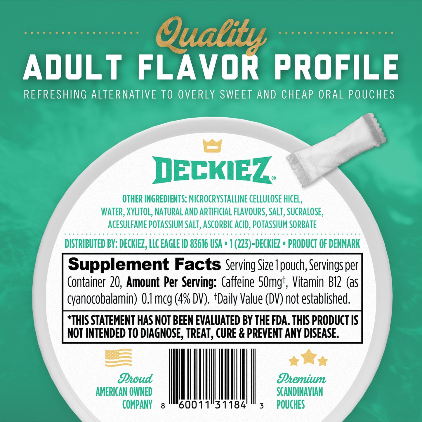 Deckiez Wintergreen Flavored Caffeine Pouches - Deckiez